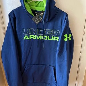 NWT Blue & Green Under Armor Cold Gear Large Men’s Hoodie